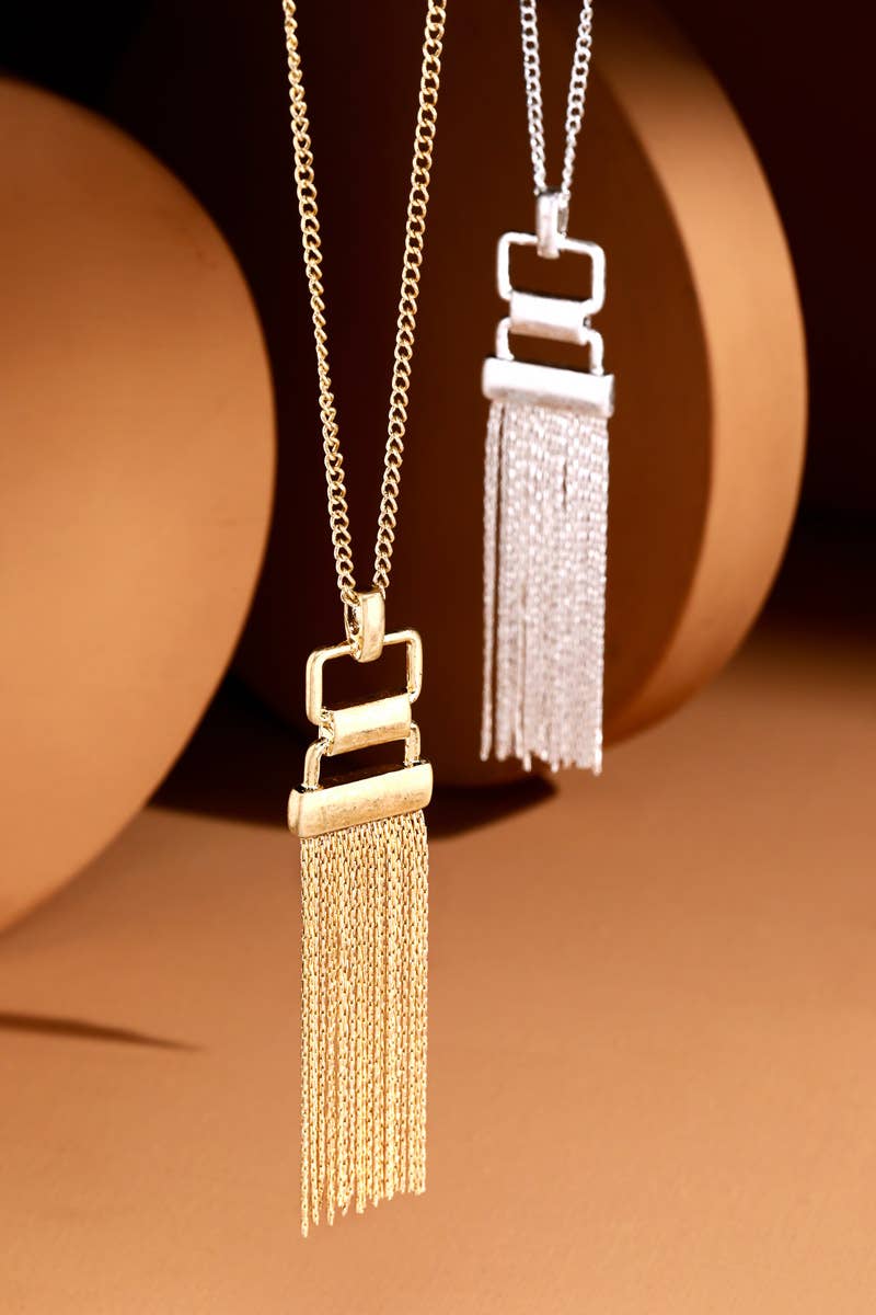 Chain Link Necklace with Tassel Pendant