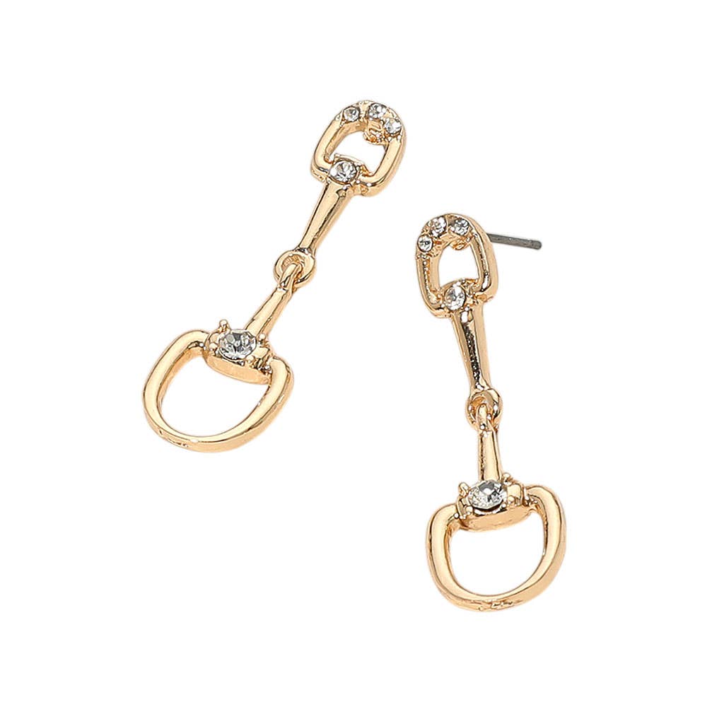 Rhinestone Pave Horsebit Earrings