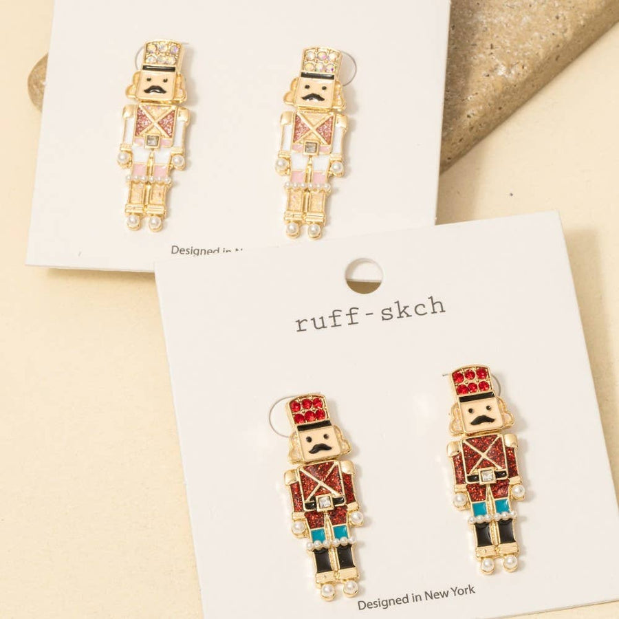Enamel Nutcracker Drop Earrings
