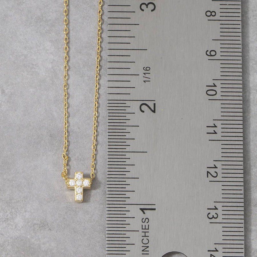Cz Pave Cross Pendant Necklace