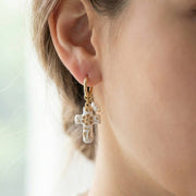 Ceramic Cross Hoop Earrings