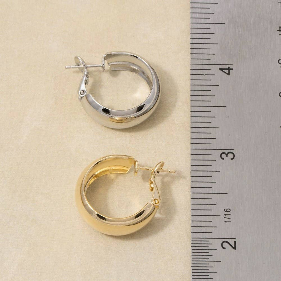 Chunky Wide Dome Huggie Hoop Earrings
