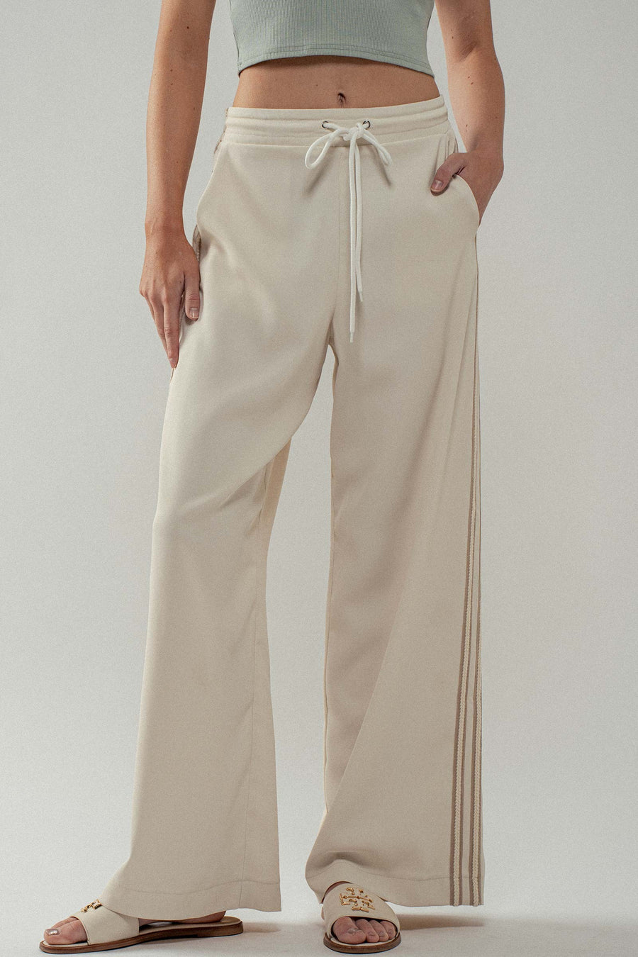 Sandstone Striped Wide Leg Pants