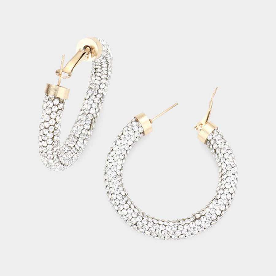 Rhinestone Pave Hoop Earrings