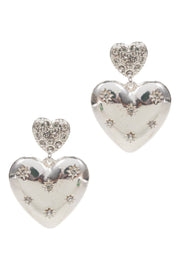 Heart Drop W Rhinestone Earrings