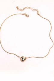 PUFF HEART SNAKE CHAIN NECKLACE