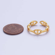 24K Gold Filled Anchor Mariner Chain Link Adjustable Gold Ring