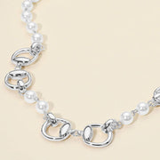Metal Link Pearl Necklace