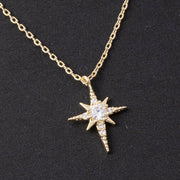 Pave Cz North Star Pendant Necklace