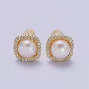 Gold Pearl Stud Earrings