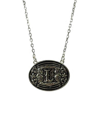 Sterling Silver Belt Buckle Initial Necklace