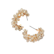 Flower Beaded Hoop Earrings