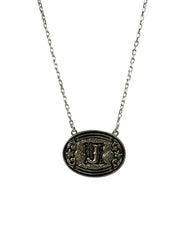 Sterling Silver Belt Buckle Initial Necklace