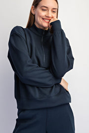 Modal Scuba Quarter Zip Top- Teal Navy