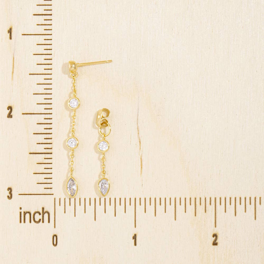 Double Sided Cz Station Chain Earrings
