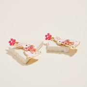 Floral Enamel Easter Bunny Bow Earrings