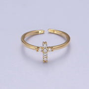 Gold Cross Ring Stacking 14K Gold Filled CZ Dainty Cross Ring