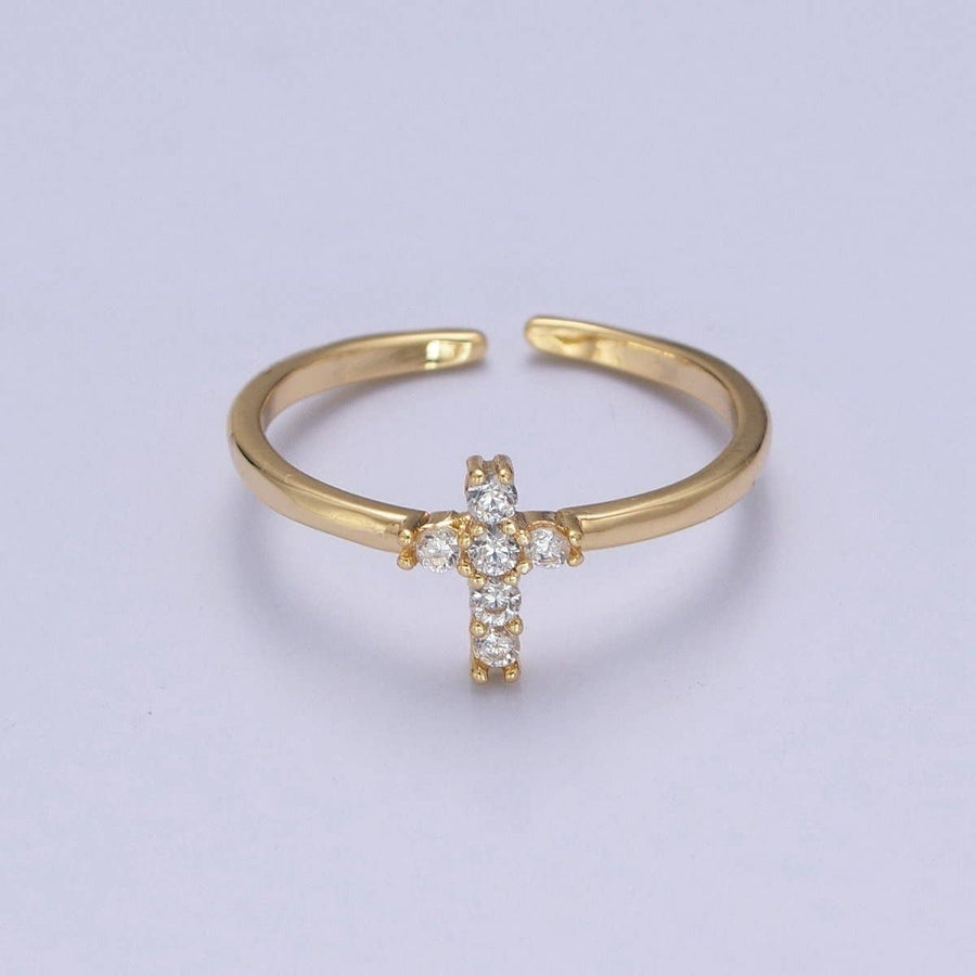 Gold Cross Ring Stacking 14K Gold Filled CZ Dainty Cross Ring