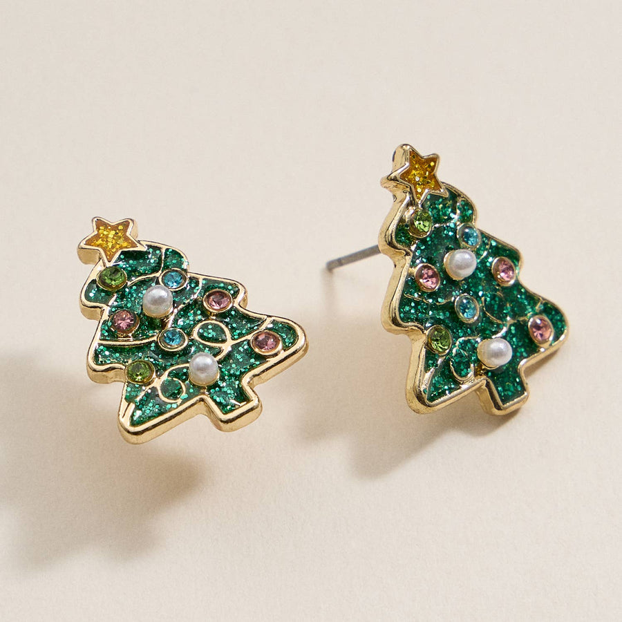Christmas Tree Enamel Stud Earrings