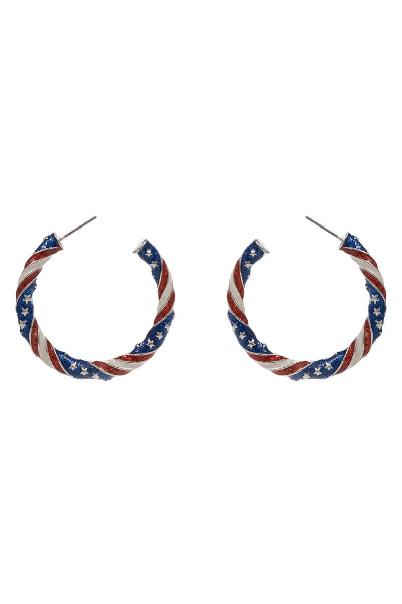American Flag Enamel Hoop Earrings