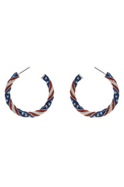 American Flag Enamel Hoop Earrings