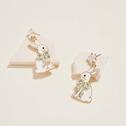 Floral Enamel Easter Bunny Bow Earrings