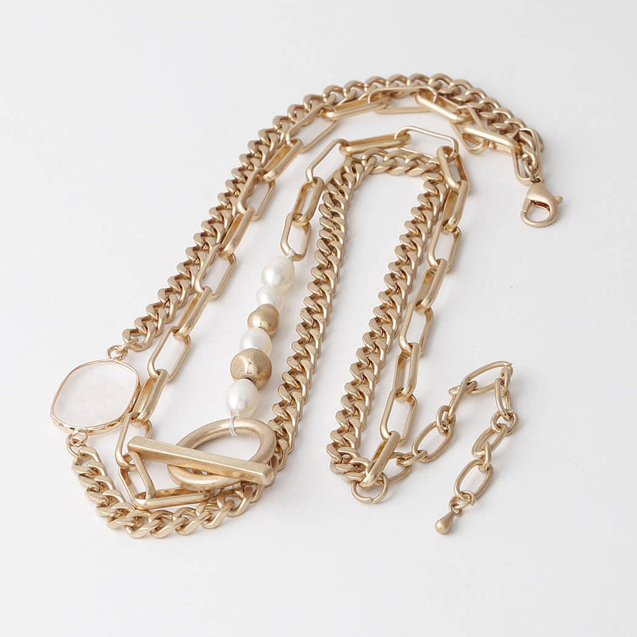 Stone N Bead Toggle Chain Necklace
