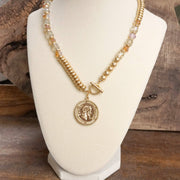 Front Toggle Coin Beaded Necklace