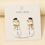 Enamel Snowman Earrings