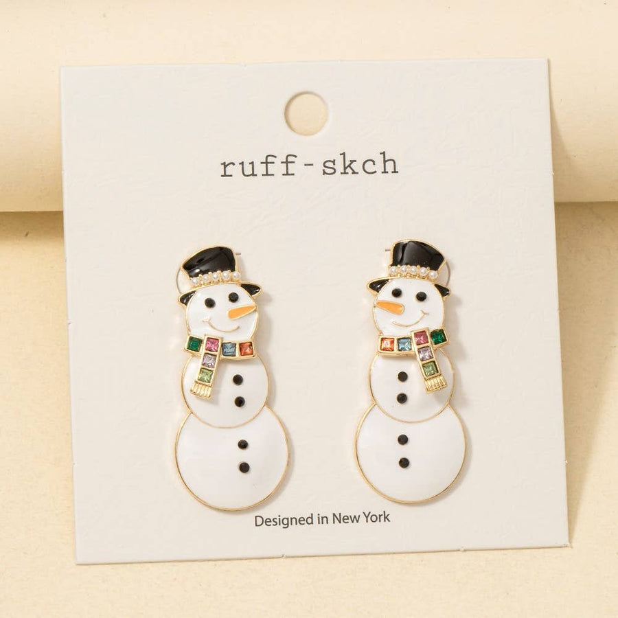 Enamel Snowman Earrings