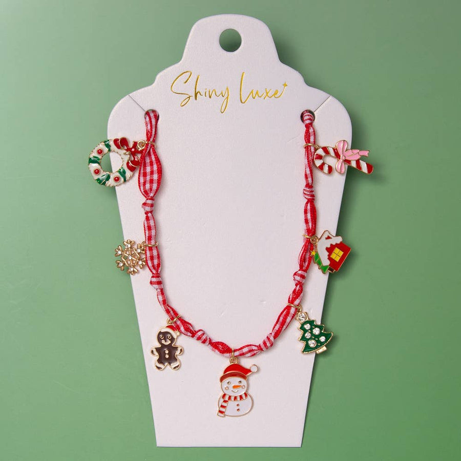 Christmas Charm Necklace with Crystal Trinkets