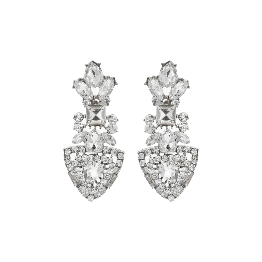 Arrow Shaped Crystal Cluster Drop Earrings