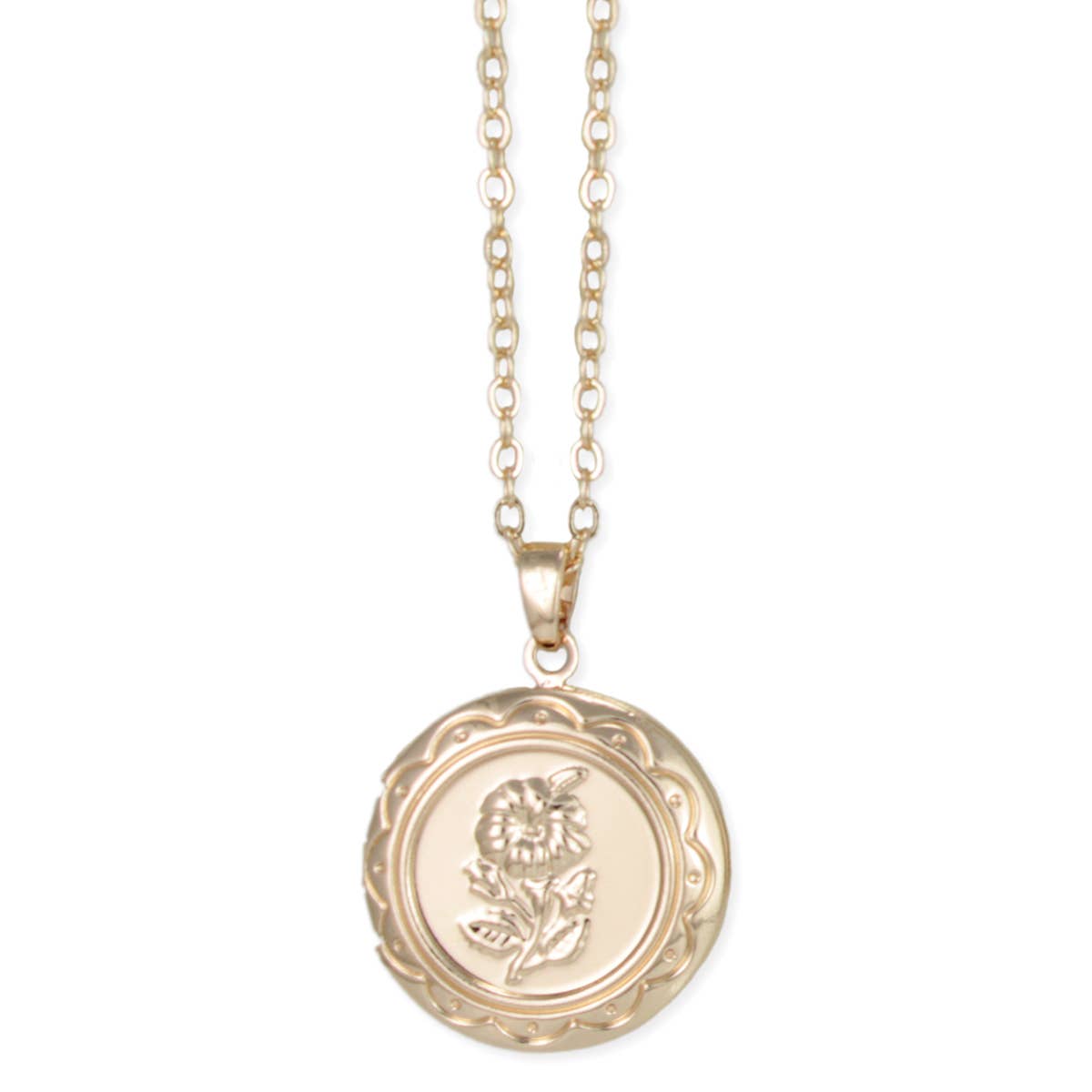 Gold Flower Locket Necklace