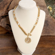 Front Toggle Coin Beaded Necklace