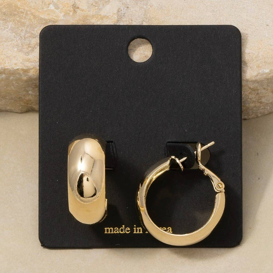 Chunky Wide Dome Huggie Hoop Earrings
