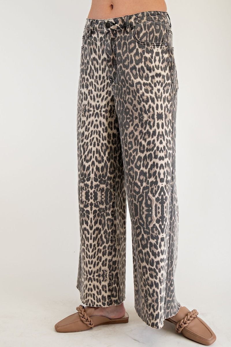 Animal Print Twill Pants