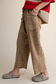 Ditsy Printed Washed Pants
