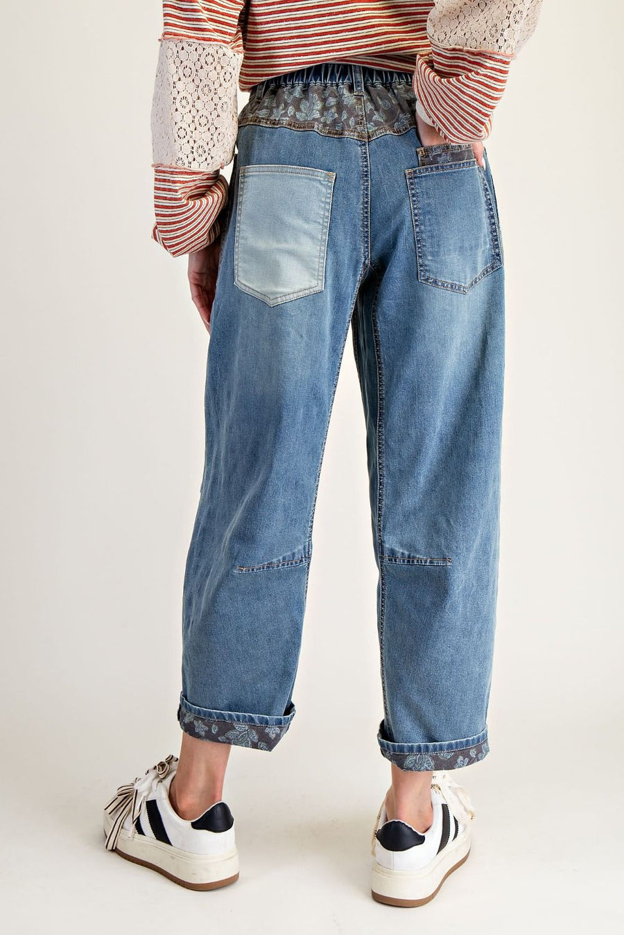 Patched Barrel Jeans