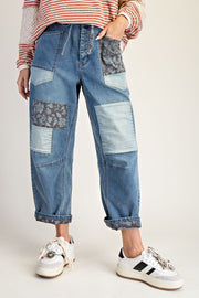 Patched Barrel Jeans