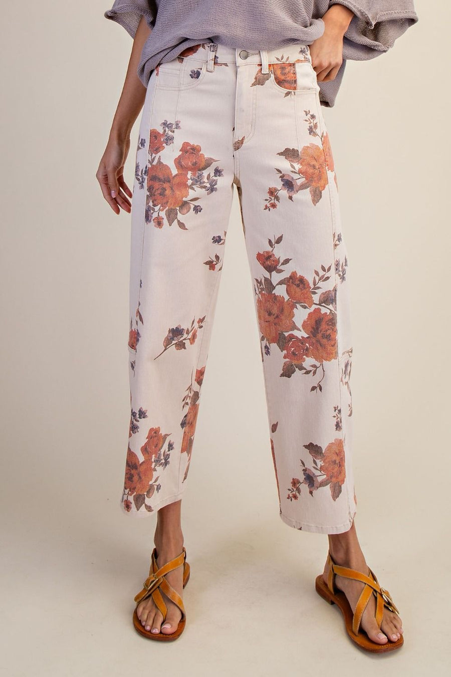 Floral Barrel Pants