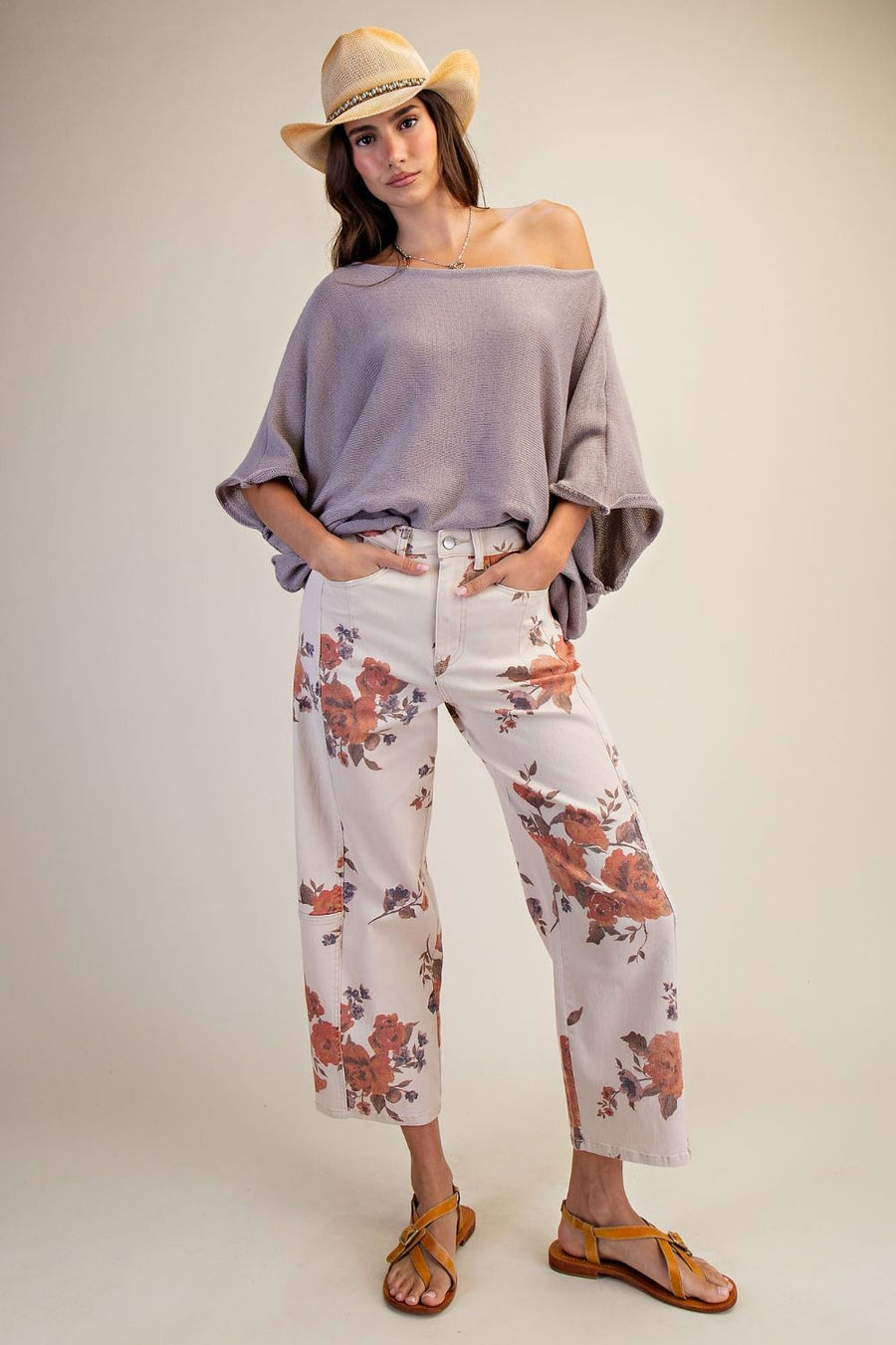 Floral Barrel Pants