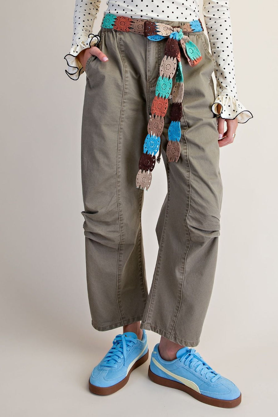 Washed Olive Cargo Pants