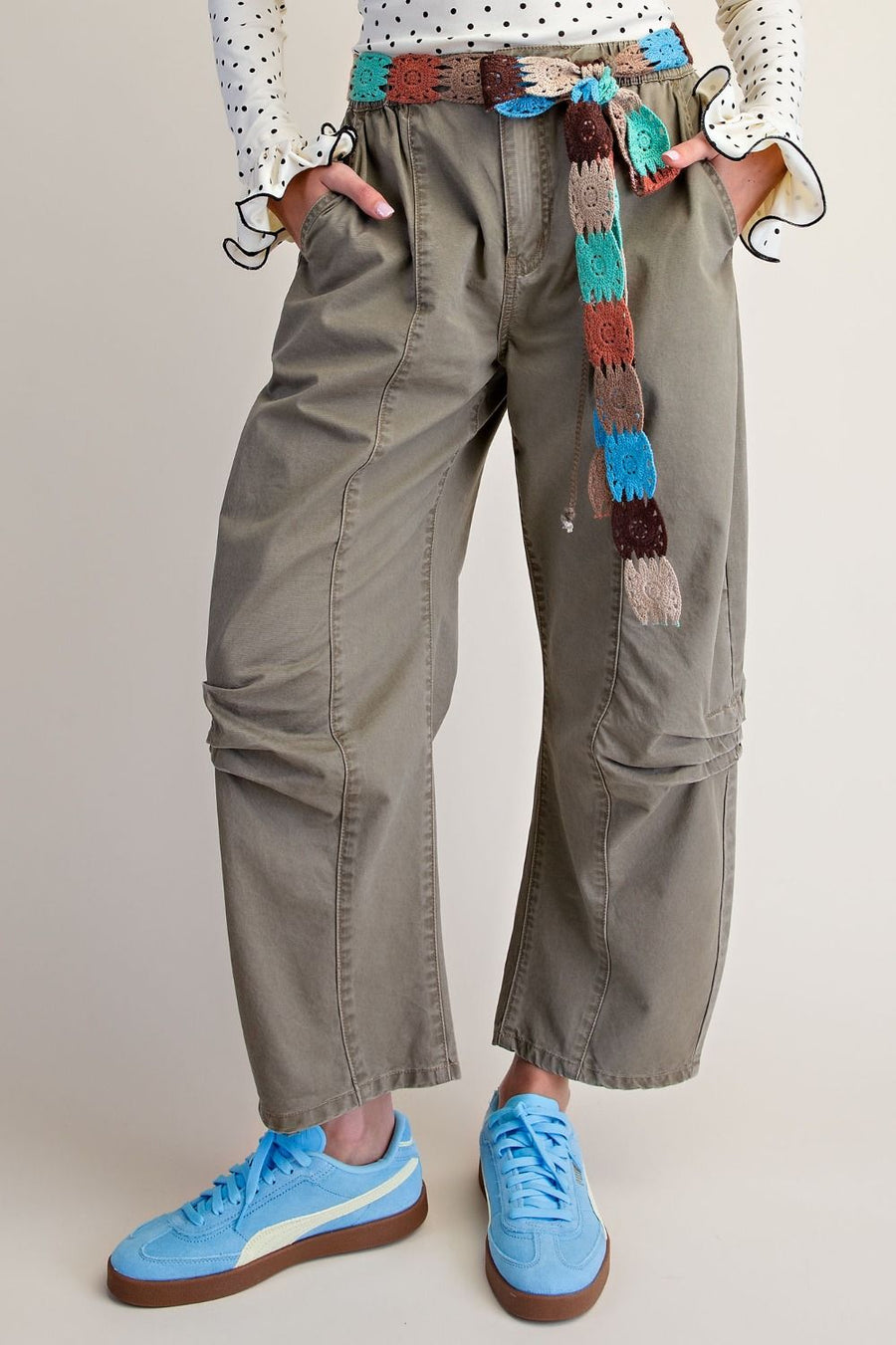 Washed Olive Cargo Pants