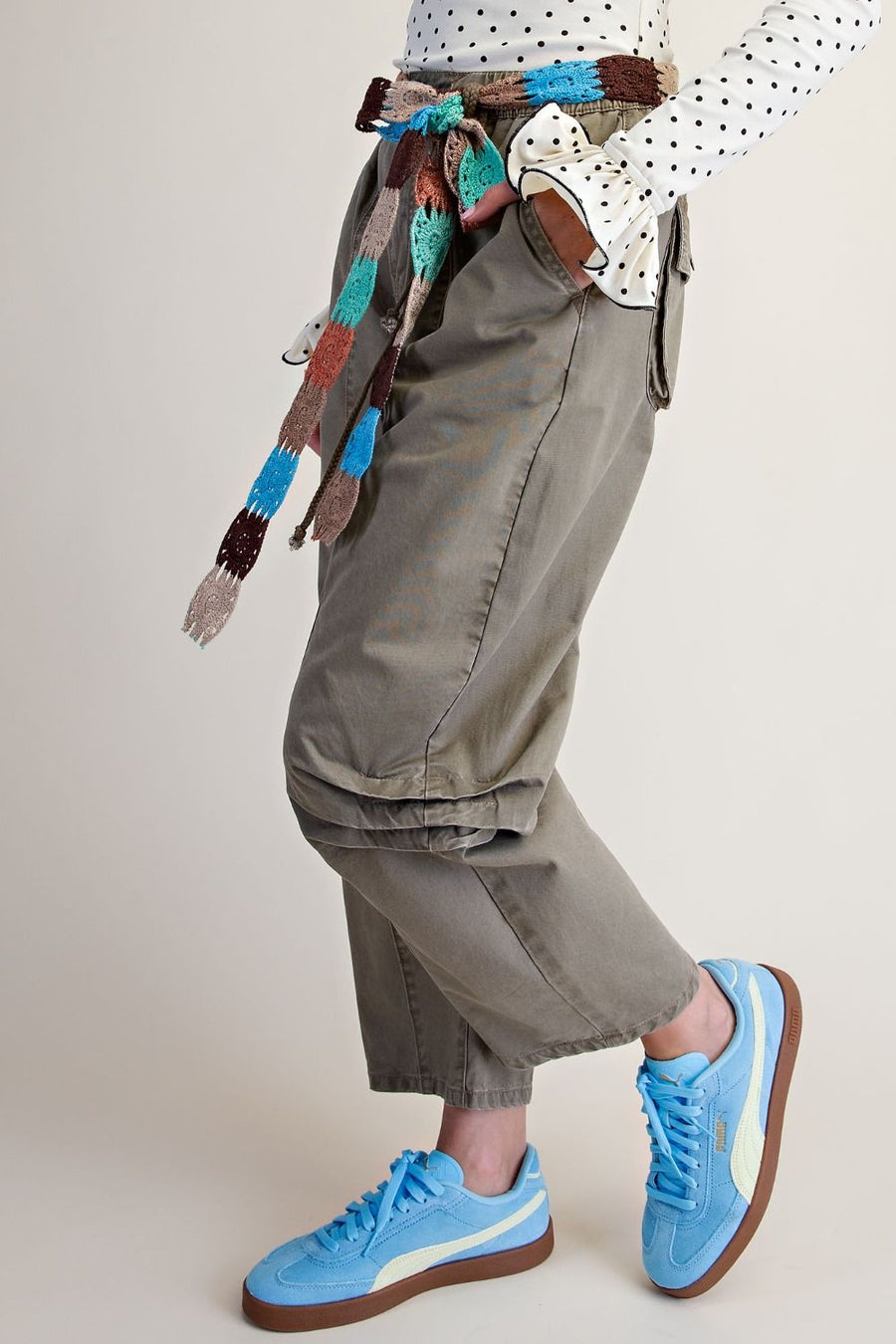 Washed Olive Cargo Pants