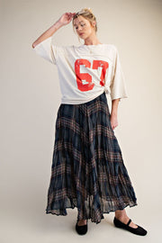 Plaid Chiffon Skirt