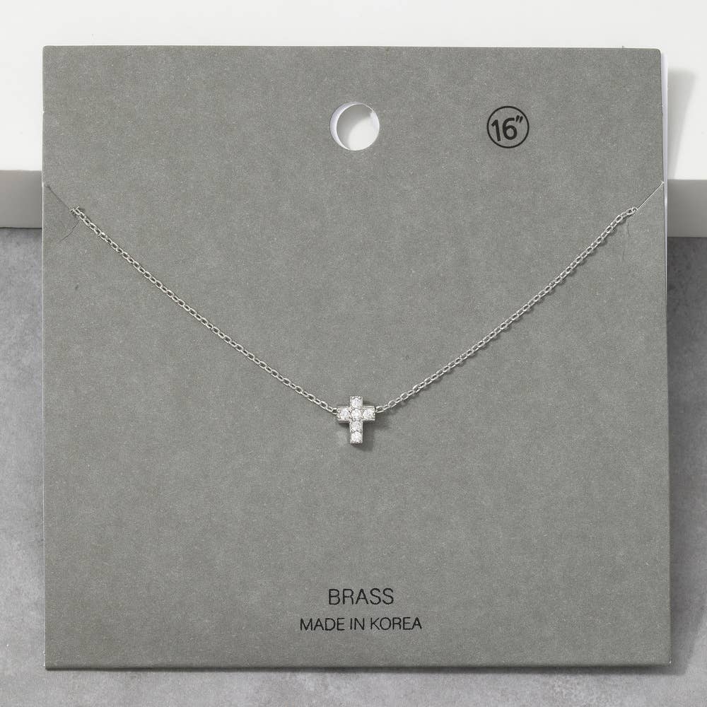 Cz Pave Cross Pendant Necklace