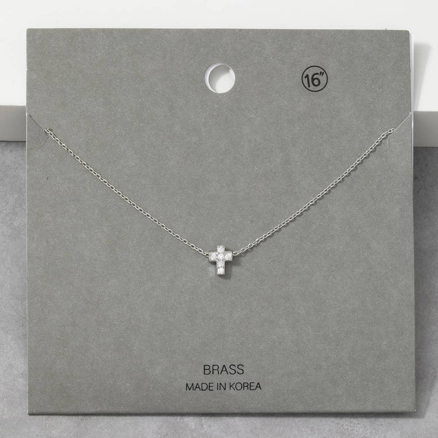 Cz Pave Cross Pendant Necklace