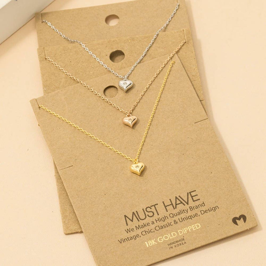Gold Dipped Mini Heart Pendant Necklace