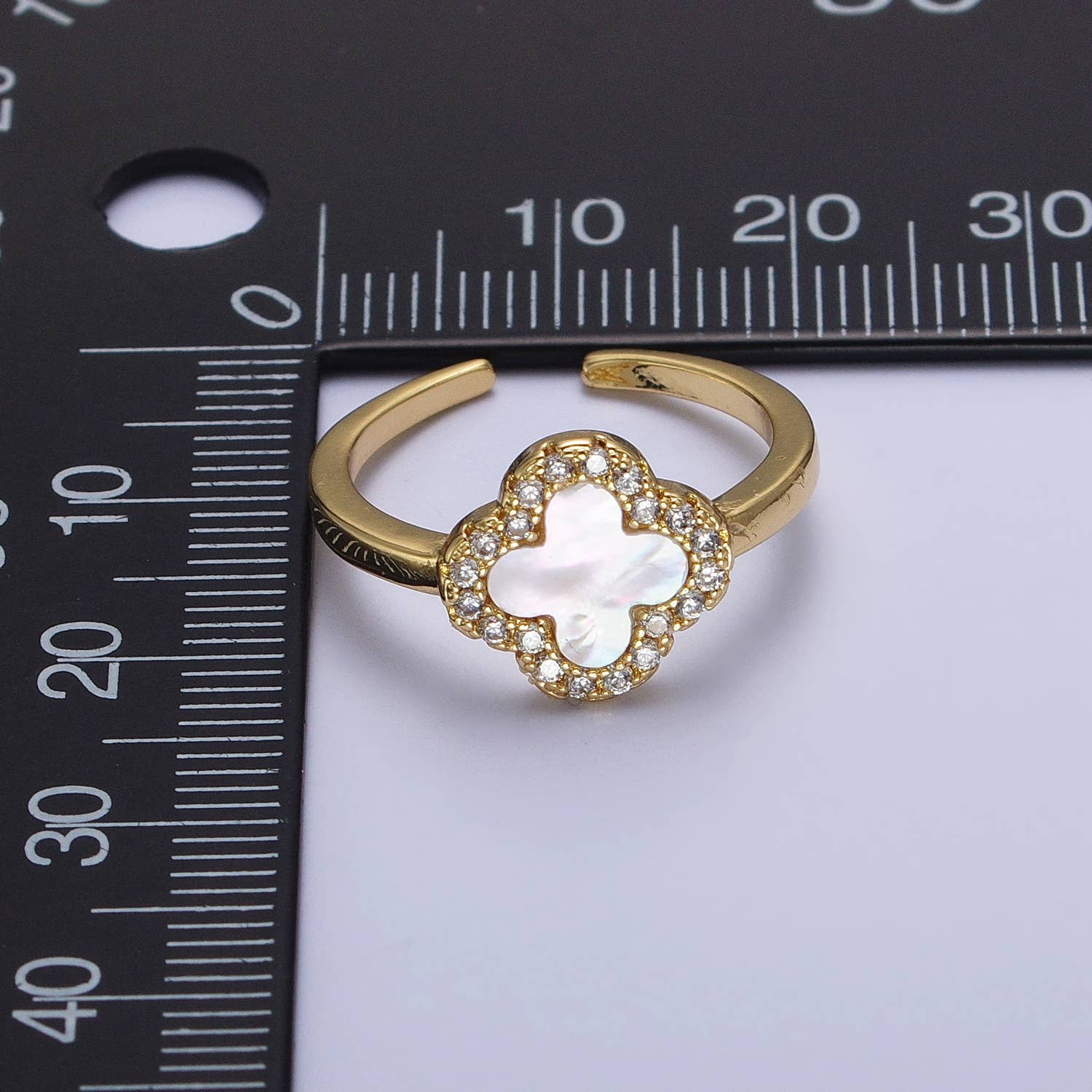 Micro Pave Quatrefoil Ring