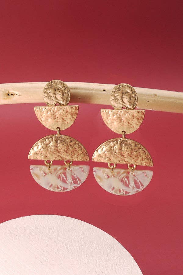 HAMMERED HALF MOON MIX EARRINGS